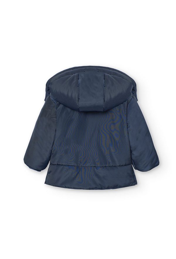 Boboli  Μπουφάν σε μπλε navy χρώμα με fleece επένδυση και  αποσπώμενη κουκούλα - Image 2